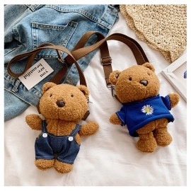 Women Cartoon Bear Plush Shoulder Bag Cute Soft Ladies Fur Bag Female Party Little Girl Christmas Gift Mini Backpack