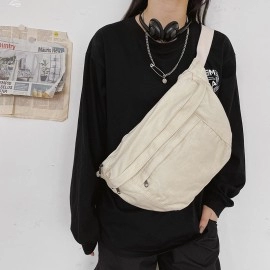 Fashion Trend Waist Bag Street Hip-hop Women Shoulder Bag Chest Pack Outdoor Sport Canvas Fanny Pack Crossbody Bag Lady Belt Bag