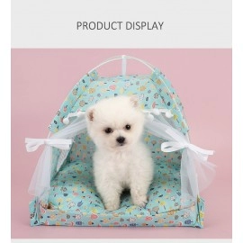 Pet Dog Tent Portable Cute Pattern Cat House Pet Small Dog Bed Breathable Thick Cushion Pet Hut Outdoor Indoor Pet Bed Supplies