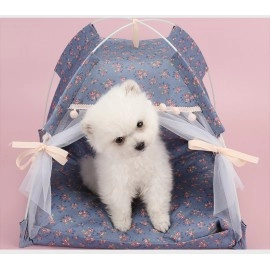 Pet Dog Tent Portable Cute Pattern Cat House Pet Small Dog Bed Breathable Thick Cushion Pet Hut Outdoor Indoor Pet Bed Supplies